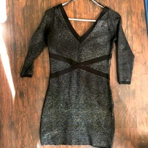 BEBE black sparkle glitter stretch mini dress hot